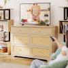 imageYITAHOME Rattan Dressers ampamp Chests of Drawers 6 Drawer Modern Closet Dresser Wood ColorWood Color
