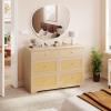 imageYITAHOME Rattan Dressers ampamp Chests of Drawers 6 Drawer Modern Closet Dresser Wood ColorWood Color