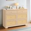 imageYITAHOME Rattan Dressers ampamp Chests of Drawers 6 Drawer Modern Closet Dresser Wood ColorWood Color