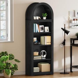 imageYITAHOME Arched Bookshelf 685quot Tall Bookcase 5Tier Arched Bookcase with Storage Open Display Rack with Adjustable Shelves for Living Room and Home Office BlackMedium with Shelves