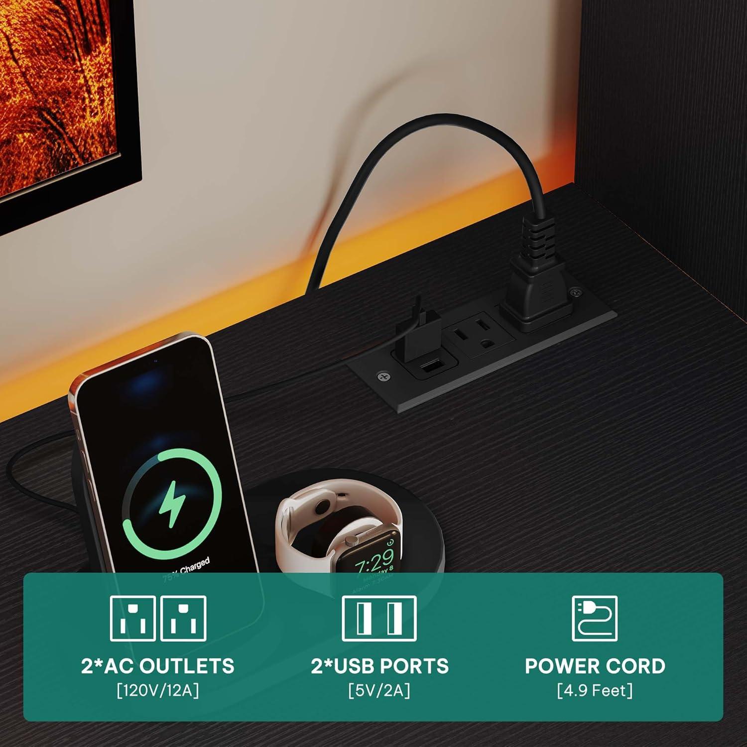 imageYITAHOME Farmhouse TV Stand for 65inch TV Entertainment Center with Storage Adjustable LED Lights ampamp Power Hub TV Cabinet with Bookshelves for Living RoomApartment Washed GreyBlack