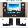 imageYITAHOME Farmhouse TV Stand for 65inch TV Entertainment Center with Storage Adjustable LED Lights ampamp Power Hub TV Cabinet with Bookshelves for Living RoomApartment Washed GreyBlack