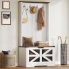 imageYITAHOME Hall Tree with Bench and Storage Modern Entryway Hall Tree wBarn Door 5 Coat Hooks 3Tier Side Cabinet Bench with Shoe Cabinet for Entryway Foyer Mudroom Living Room Walnut ampamp OffWhiteWalnut  Offwhite
