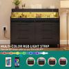 imageYITAHOME 6 Drawer Dressers ampamp Chests of Drawers with LED Light Modern Dresser with Open Shelf Storage for Room Entryway Hallway BlackBlack
