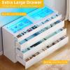 imageYITAHOME 8 Drawer Dresser with LED LightWhite Dresser Modern 8 Chest of Drawers with Deep Drawers Glass Top High Gloss Surface Storage Organizer Cabinet for Living RoomWhite3