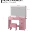 imageYITAHOME Vanity Desk Set Makeup Table with Large 35quot LED Mirror and Lights Dressing Table with 4 Drawers ampamp Stool Adjustable LED Lighting Pink