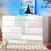 imageYITAHOME 8 Drawer Dresser with LED LightWhite Dresser Modern 8 Chest of Drawers with Deep Drawers Glass Top High Gloss Surface Storage Organizer Cabinet for Living RoomWhite3