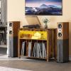 imageYITAHOME LEDLit Record Player Turntable Stand  Storage Display Shelf with Builtin Power Outlets  Modern Entertainment Center Furniture for Living Room ampamp Bedroom  BrownBrown