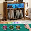 imageYITAHOME LEDLit Record Player Turntable Stand  Storage Display Shelf with Builtin Power Outlets  Modern Entertainment Center Furniture for Living Room ampamp Bedroom  BrownBrown