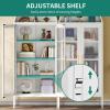 imageYITAHOME 71quot Arched Glass Display Cabinet Tall Metal Storage Cabinet with Adjustable Shelves and Glass Doors WhiteWhite