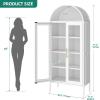 imageYITAHOME 71quot Arched Glass Display Cabinet Tall Metal Storage Cabinet with Adjustable Shelves and Glass Doors WhiteWhite