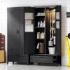imageYITAHOME 71quot Metal Garage Broom Cabinets with Adjustable Shelves Vacuum Storage Cabinet with Doors and Drawer Tool Storage Cabinet for Gym Basement Warehouse Living Room Black MetalBlack