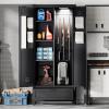 imageYITAHOME 71quot Metal Garage Broom Cabinets with Adjustable Shelves Vacuum Storage Cabinet with Doors and Drawer Tool Storage Cabinet for Gym Basement Warehouse Living Room Black MetalBlack