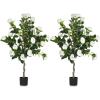 imageYITAHOME 492quot Artificial Camellia Tree 2 Pack Flower Plants Artificial Tree Faux Floral Plant Blooming Tree in Cement Pot Greenery Potted Plant for Indoor Outdoor Office Home Porch Decor White