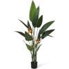 imageYITAHOME 5FT Tall Artificial Tree Bird of Paradise Artificial Plant with 3 Flowers and 17 Detachable Leaves Greenery Potted Faux Plan for Indoor Outdoor Office Home Porch Decor