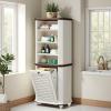 imageYITAHOME Tall TiltOut Laundry Storage Cabinet Hidden Hamper with Adjustable Shelves Removable Basket ampamp Sturdy Wooden Design for Bathroom or Laundry Room Organization White 65quotWhite