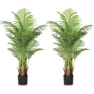 imageYITAHOME 492quot Artificial Tree 2 Pack Artificial Plants Scattered Tail Sunflower Faux Tree Plant in Cement Pot Greenery Potted Plan for Indoor Outdoor Office Home Porch Decor Green
