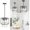 imageYITAHOME 4Light Dining Room Crystal Light Fixture 1181 inch Round Farmhouse Chandelier Black Metal Pendant Light for Kitchen Island Dining Room Living Room Flat and Inclined Ceiling UL Listed