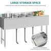 imageYITAHOME 60inch 3 Compartment Commercial Bar Sink with Drainboards NSF HeavyDuty Stainless Steel Freestanding Prep Utility Sink for Restaurant Kitchen60in 3Sink w 2Drainboard