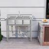 imageYITAHOME 60inch 3 Compartment Commercial Bar Sink with Drainboards NSF HeavyDuty Stainless Steel Freestanding Prep Utility Sink for Restaurant Kitchen3Compartment Sink