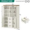 imageYITAHOME 76 Kitchen Pantry Cabinet with 2 Drawers Tall Storage Cabinet with Glass Doors ampamp Adjustable Shelves Freestanding Display Curio Cabinet for Collectibles Living Room OffWhiteWhite Walnut