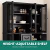 imageYITAHOME 76 Kitchen Pantry Cabinet with 2 Drawers Tall Storage Cabinet with Glass Doors ampamp Adjustable Shelves Freestanding Display Curio Cabinet for Collectibles Living Room OffWhiteBlack