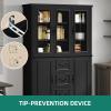 imageYITAHOME 76 Kitchen Pantry Cabinet with 2 Drawers Tall Storage Cabinet with Glass Doors ampamp Adjustable Shelves Freestanding Display Curio Cabinet for Collectibles Living Room OffWhiteBlack