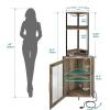 imageYITAHOME Corner Wine Cabinet with Power Outlets ampamp LED Lights Corner Bar Cabinet with Glass Holder Liquor Bar Rack Cabinet for Living Room Dining Room Kitchen Gray Oak