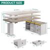 imageYITAHOME L Shaped Standing Desk with Power Outlets ampamp LED Lights 63quot Farmhouse Electric Standing Desk Adjustable Height Sit Stand Corner Stand Desks with Drawers ampamp Sliding Door Grey WashGrey Wash