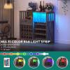 imageYITAHOME Wine Bar Cabinet with Led Light Power Outlet Home Coffee Cabinet with Wine and Glass Rack Kitchen Buffet Sideboard with Storage Shelves Freestanding Liquor Cabinet for Dining Room BrownBrown