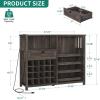 imageYITAHOME Wine Bar Cabinet with Led Light Power Outlet Home Coffee Cabinet with Wine and Glass Rack Kitchen Buffet Sideboard with Storage Shelves Freestanding Liquor Cabinet for Dining Room BrownBrown