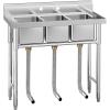 imageYITAHOME 60inch 3 Compartment Commercial Bar Sink with Drainboards NSF HeavyDuty Stainless Steel Freestanding Prep Utility Sink for Restaurant Kitchen3Compartment Sink