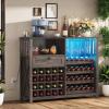imageYITAHOME Wine Bar Cabinet with Led Light Power Outlet Home Coffee Cabinet with Wine and Glass Rack Kitchen Buffet Sideboard with Storage Shelves Freestanding Liquor Cabinet for Dining Room BrownBrown