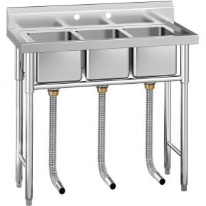 imageYITAHOME 60inch 3 Compartment Commercial Bar Sink with Drainboards NSF HeavyDuty Stainless Steel Freestanding Prep Utility Sink for Restaurant Kitchen3Compartment Sink