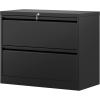imageYITAHOME 2 Drawer Lateral File Cabinet Stainless Steel Wide Lateral File Cabinet with Lock Metal Filing Storage Cabinet for LegalLetter A4 Size Assembly RequiredOffice Organizer BlackBlack