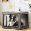 imageYITAHOME 272quot L Dog Crate Furniture for Medium Dogs 2in1 IronWood Fusion Dog cage Indoor up to 30 lb Side End Table Modern Dogs Kennel with Waterproof Top Safety CornersSteel LockRusticGrey