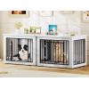imageYITAHOME 272quot L Dog Crate Furniture for Medium Dogs 2in1 IronWood Fusion Dog cage Indoor up to 30 lb Side End Table Modern Dogs Kennel with Waterproof Top Safety CornersSteel LockRusticWhite2 Room