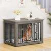 imageYITAHOME 272quot L Dog Crate Furniture for Medium Dogs 2in1 IronWood Fusion Dog cage Indoor up to 30 lb Side End Table Modern Dogs Kennel with Waterproof Top Safety CornersSteel LockRusticGrey