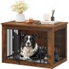 imageYITAHOME 272quot L Dog Crate Furniture for Medium Dogs 2in1 IronWood Fusion Dog cage Indoor up to 30 lb Side End Table Modern Dogs Kennel with Waterproof Top Safety CornersSteel LockRusticRustic Brown
