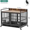 imageYITAHOME 52quot Corner Dog Crate Furniture Wooden Dog Kennel with Dog Cushion Dog Kennel Corner Wooden End Table for Small Medium Large Dogs BrownBrown