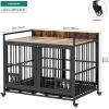 imageYITAHOME 52quot Corner Dog Crate Furniture Wooden Dog Kennel with Dog Cushion Dog Kennel Corner Wooden End Table for Small Medium Large Dogs BrownBrown