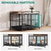 imageYITAHOME 52quot Corner Dog Crate Furniture Wooden Dog Kennel with Dog Cushion Dog Kennel Corner Wooden End Table for Small Medium Large Dogs BrownBrown