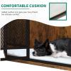 imageYITAHOME 52quot Corner Dog Crate Furniture Wooden Dog Kennel with Dog Cushion Dog Kennel Corner Wooden End Table for Small Medium Large Dogs BrownBrown