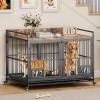 imageYITAHOME 52quot Corner Dog Crate Furniture Wooden Dog Kennel with Dog Cushion Dog Kennel Corner Wooden End Table for Small Medium Large Dogs BrownBrown