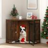 imageYITAHOME 52quot Corner Dog Crate Furniture Wooden Dog Kennel with Dog Cushion Dog Kennel Corner Wooden End Table for Small Medium Large Dogs BrownBrown