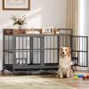 imageYITAHOME 52quot Corner Dog Crate Furniture Wooden Dog Kennel with Dog Cushion Dog Kennel Corner Wooden End Table for Small Medium Large Dogs BrownBrown