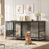 imageYITAHOME 52quot Corner Dog Crate Furniture Wooden Dog Kennel with Dog Cushion Dog Kennel Corner Wooden End Table for Small Medium Large Dogs BrownGREY