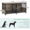 imageYITAHOME 52quot Corner Dog Crate Furniture Wooden Dog Kennel with Dog Cushion Dog Kennel Corner Wooden End Table for Small Medium Large Dogs BrownGREY