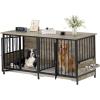 imageYITAHOME 52quot Corner Dog Crate Furniture Wooden Dog Kennel with Dog Cushion Dog Kennel Corner Wooden End Table for Small Medium Large Dogs BrownGREY