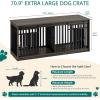 imageYITAHOME 55 Inch Large Dog Crate Furniture Heavy Duty Wooden Dog Crate TV Stand with 2 Dog Bowls Metal Dog Kennel Indoor Furniture Sliding Barn Door Design for Extra Large Dogs Black OakBlack Oak
